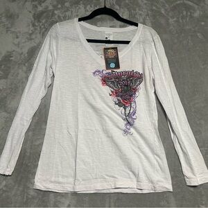 Sturgis Motorcycle Rally long Sleeve T Shirt Women’s XL White Black Hills